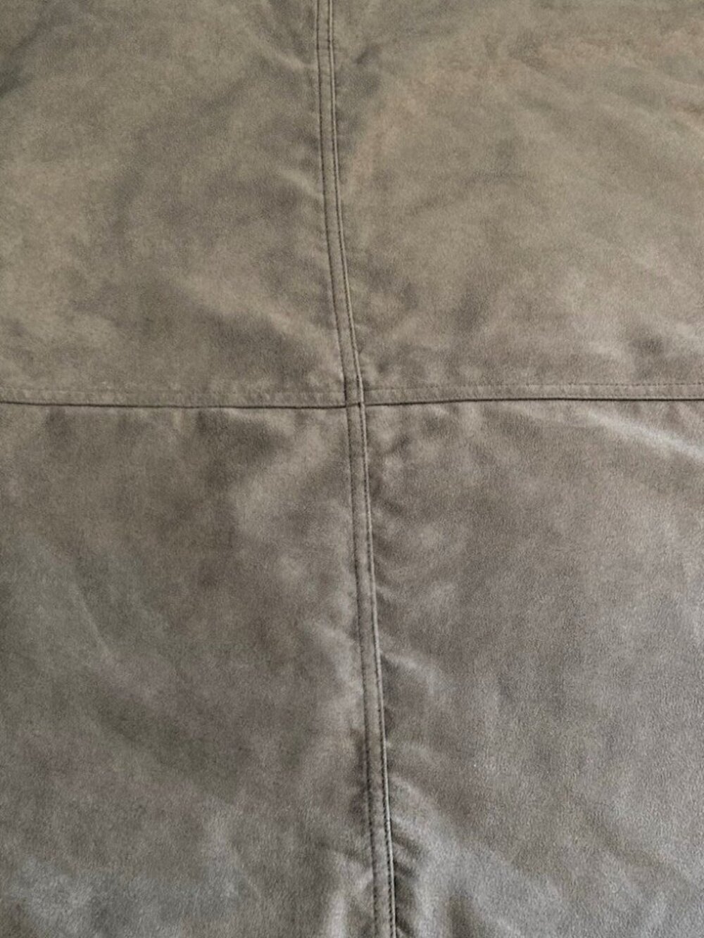 2 Pottery Barn Euro Pillow Shams Taupe Faux Suede & Beige Linen 24" x 24" Zipper